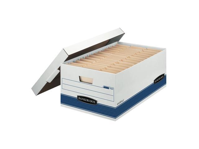 Bankers Box Stor/File FastFold Medium-Duty Storage Boxes, Legal Size, 24D x 15' x 10', White/Blue, Case Of 12 - 00702