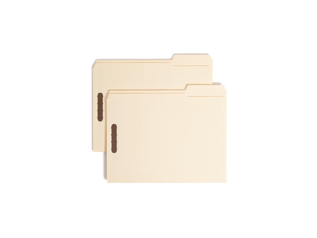 Smead Top-Tab Fastener Folders With Tab, Letter Size, 2/5 Cut, Manila, Box Of 50