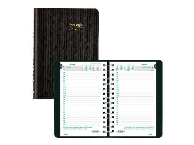 2027 Brownline® EcoLogix® Daily Appointment Planner, 8' x 5', 100% Recycled, Black, January To December, CB410W.BLK, Total Qty 1