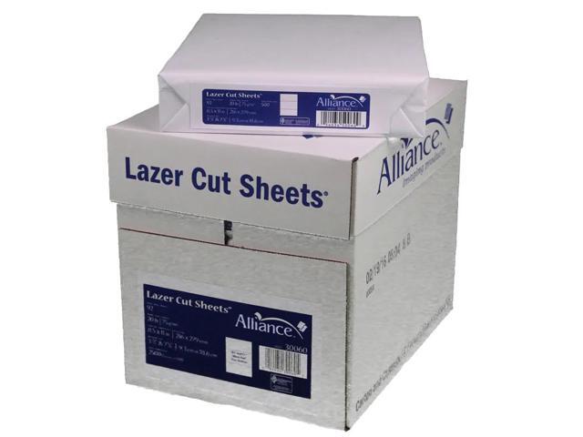 Alliance Processed Lazer Cut Sheet Copy Paper, 8.5 x 11, 20 lb., 92+ Bright, Perforated every 3-2/3', 500 Sheets Per Ream, Carton of 5 Reams.