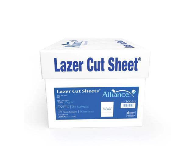 Alliance Processed Lazer Cut Sheet Copy Paper, 8-1/2 x 11, 92+ Bright, 20 Lb, White, 500 Sheets Per Ream, Carton Of 5 Reams