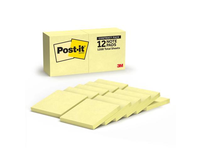 Post-itÂ® Sticky Notes, 3 in x 3 in, 12 Pads, 100 Sheets/Pad, School and Office Supplies, Canary Yellow