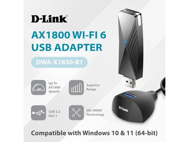 D-Link Wi-Fi 6 AX1800 Gigabit USB 3.0 Adapter with Cradle for Upgrading Desktop & Laptop PCs - (DWA-X1850-B1)