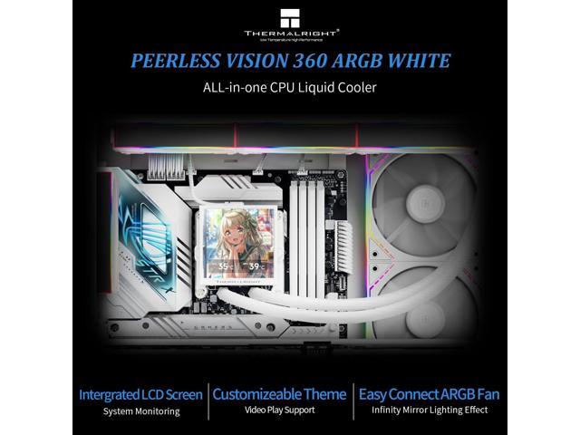 Thermalright Peerless Vision 360 ARGB White CPU Aio Cooler,PC 360 Specification Water Cooler System,3.95IPS LCD Screen with 480x480 Resolution,for...