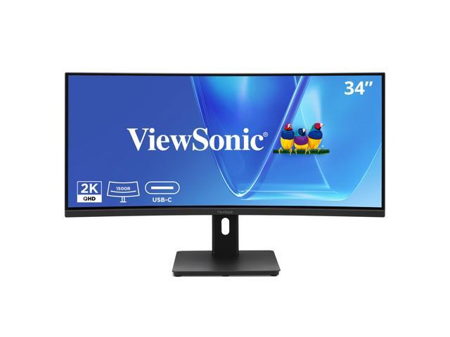 ViewSonic VG3409C 34 Inch 1440p Ultrawide Monitor, Curved VA Display with 120Hz for Smooth Home and Office Productivity, Advanced Ergonomics, 96W.