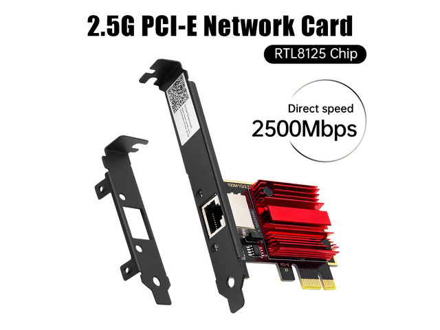 DERAPID RTL8125 2.5Gbps PCI Express Network Card PCIe x1 to RJ45 Ethernet Adapter, 2.5G Base-T Gigabit LAN, Gaming NIC for Desktop PC NAS