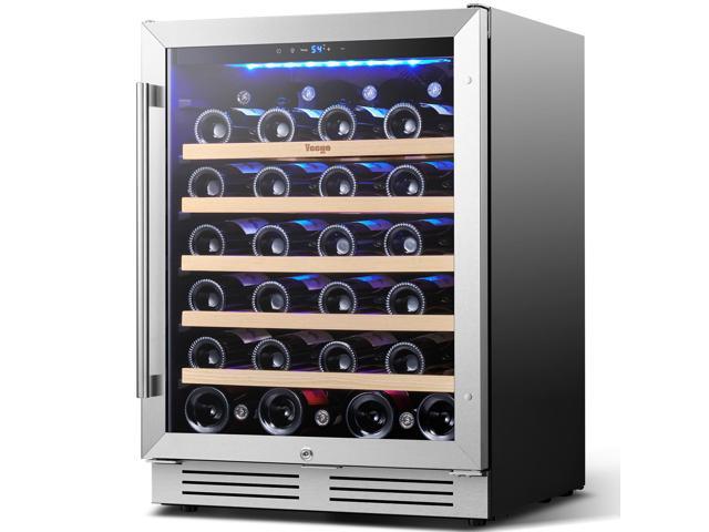 Yeego 145L Wine & Beverage Cooler Compressor Cooling & Beechwood Shelves Blue LED + 42dB Quiet Stainless Steel Door & Auto Defrost