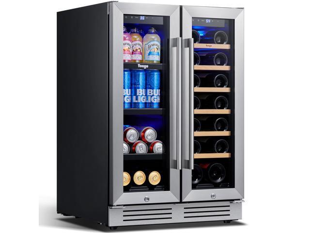 Yeego 116L Dual-Zone Cooler 18 Wine + 60 Cans & R600a Eco-Friendly Dual Temp Zones (2-22°C) + DOE Certified Built-in/Freestanding for Home/Bar