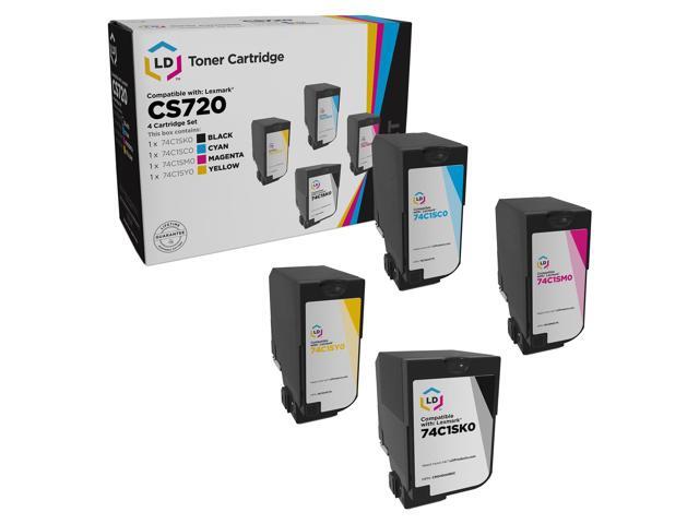 LD Products Compatible Toner Cartridge Replacements for Lexmark CS720 Standard Yield (4-Pack, B, C, M, Y)