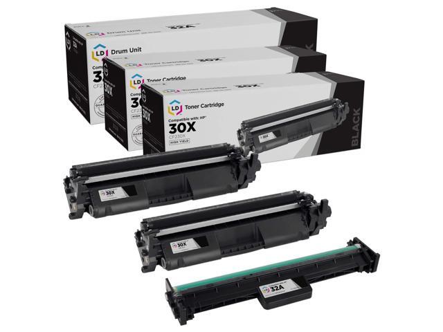 ld compatible toner & drum cartridge replacements for hp 30x high yield & hp 32a (2 toners, 1 drum, 3-pack)