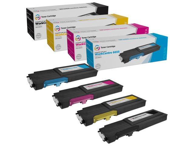 LD Compatible Toner Cartridge Replacement for Xerox WorkCentre 6655 High Yield (Black, Cyan, Magenta, Yellow, 4-Pack)
