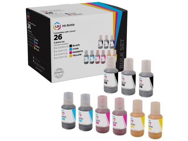 LD Ink Bottle Replacement for Canon GI-26 / GI26 (3 B, 2 C, 2 M, 2 Y, 9-Pack)