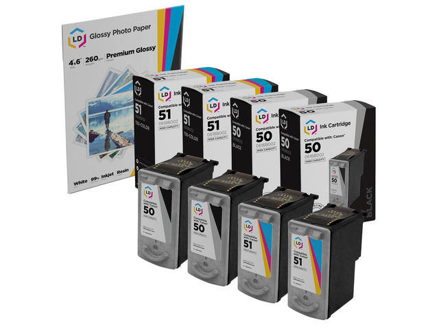 LD Reman PG-50 & CL-51 Combo Set - 2 Black, 2 Color for Canon Pixma MP170 JX210P