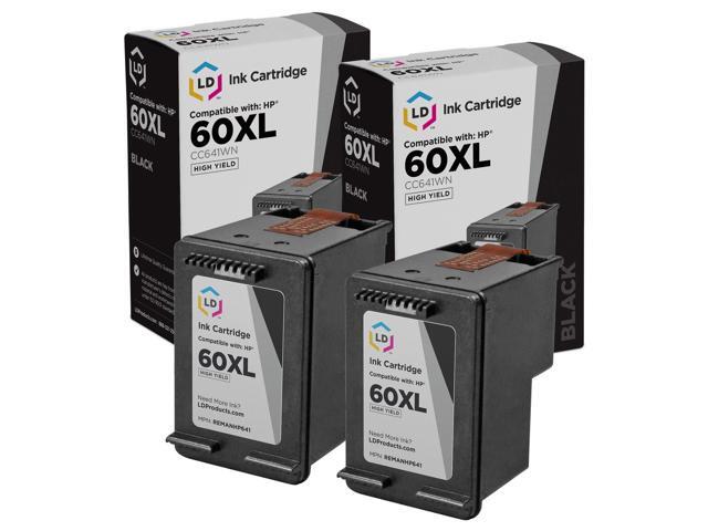 LD Remanufactured Replacement Ink Cartridges for Hewlett Packard CC641WN HP 60XL / 60 High-Yield Black (2 pack)
