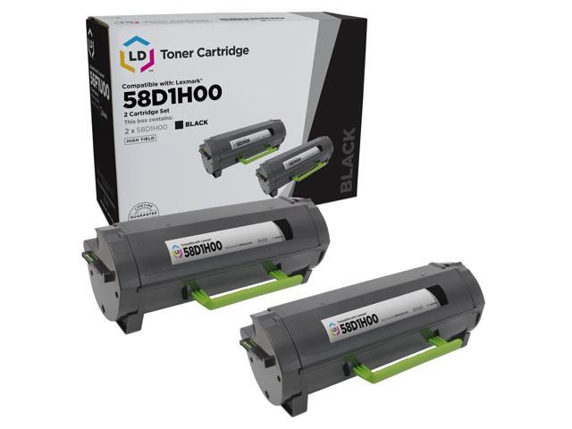 LD Compatible Toner Replacement for Lexmark 58D1H00 High Yield (2-Pack Black)