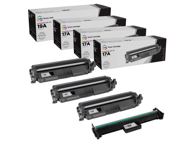 LD Compatible Replacements for HP CF217A Toner & CF219A Drum (3 Toners 1 Drum)