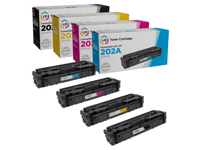 LD Products Toner Cartridge Replacement for HP 202A (Black, Cyan, Magenta, Yellow, 4-Set) Compatible with HP Color LaserJet M254dw, M281cdw,...