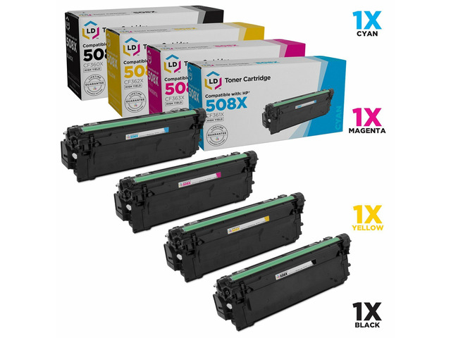 LD Compatible Replacements for HP 508X 4PK: 1 CF360X/1 CF361X/1 CF363X/1 CF362X