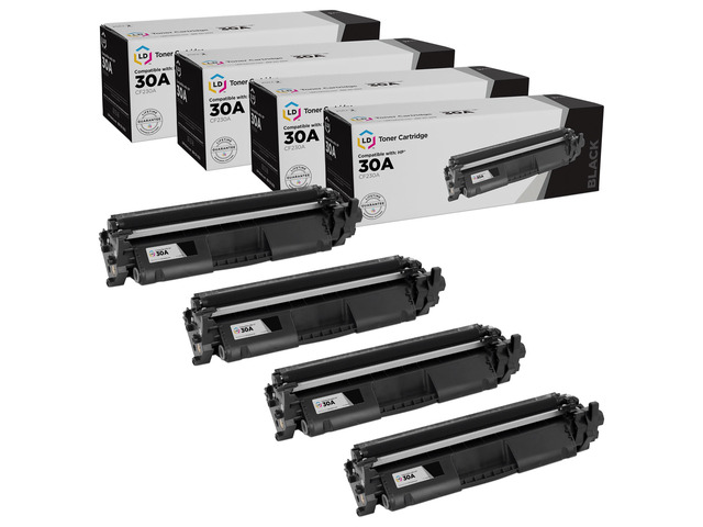 LD Products Compatible Replacements for HP 30A CF230A 30X CF230X Toner Cartridge (Black, 4-Pack) for use in HP Laserjet Pro: M203d, M203dn, M203dw,...