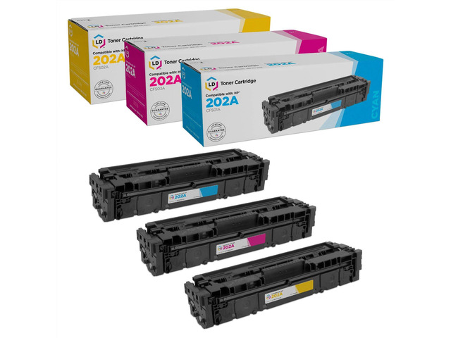 LD Products Compatible Toner Cartridge Replacement for HP 202A (CF501A Cyan, CF503A Magenta, CF502A Yellow, 3-Pack) for use in Color LaserJet...