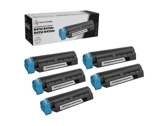 LD 44574701 Black Toner Cartridge Set of 5 for Okidata MB461 MB471 B411dn B431dn