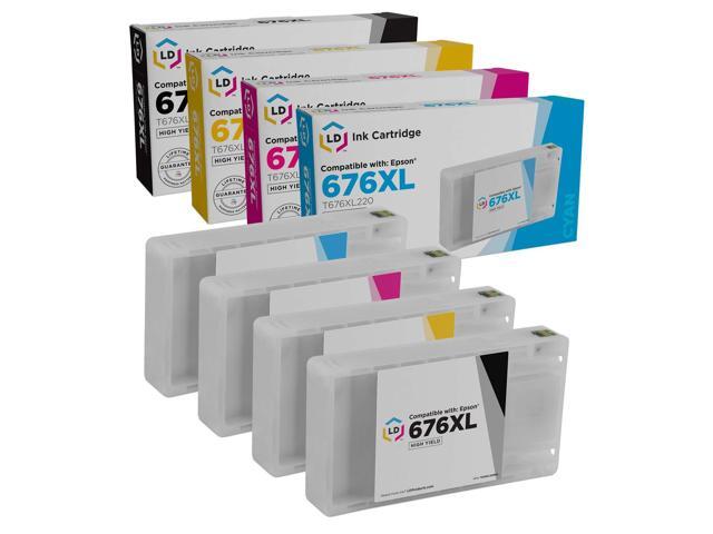 LD Products Ink Cartridge Replacement for Epson 676XL High Yield Set: T676XL120 Black, 1 T676XL220 Cyan, 1 T676XL30 Magenta, 1 T676XL420 Yellow