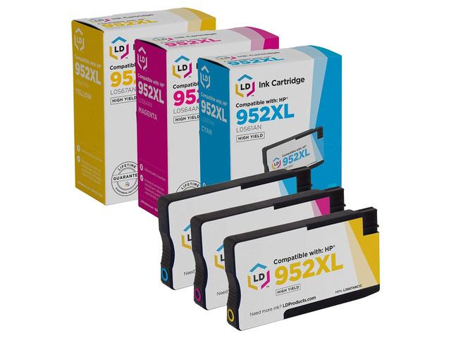 LD Products Ink Cartridge Replacement for 952 XL High Yield (Cyan, Magenta, Yellow, 3-Set) Compatible with OfficeJet: 7740, 8702, 8715 and...