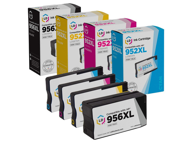 LD COMP Replacements for HP 952 / 952XL & 956 / 956XL Set of 4 HY Ink Cartridges