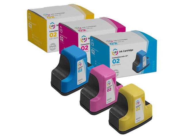 LD Products Replacement for HP 02 Ink Cartridges (1 Cyan, 1 Magenta, 1 Yellow, 3-Pack) for PhotoSmart C5180 C6180 C6280 C7250 C7280 C8180