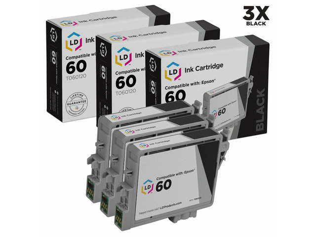 LD T060120 T060 Black Ink Cartridge Set of 3 for Epson C88 CX3800 CX3810 CX4200