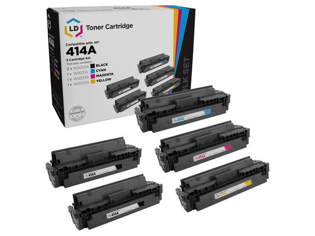 LD Replacement for HP 414A Toner Cartridges 2 Black 1 Cyan 1 Magenta 1 Yellow