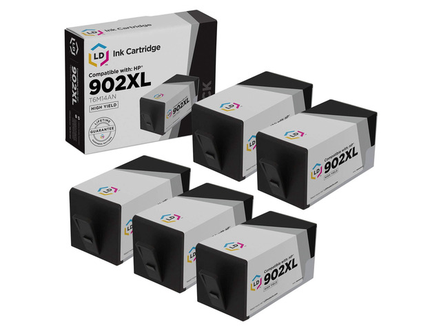 LD Products Compatible Ink Cartridge Replacement for HP 902XL 902 XL T6M14AN High Yield (Black, 5-Pack) Inkjet for HP 902 OfficeJet Pro 6950 6958...