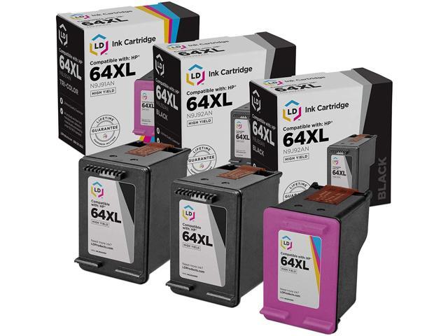 LD 3pk Replacement Black & Color Ink for HP 64XL N9J92AN N9J91AN Envy 7155