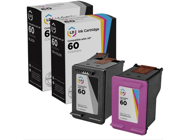LD Products Ink Cartridge Replacement for HP 60 CC640WN (Black, 2-Pack) Compatible with HP Photosmart, ENVY e All-in-one, and Deskjet printers