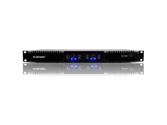 MUSYSIC MU-D9600 Professional 4-Channel Power Amplifier, 4×1000W @ 4, Multi-Mode Operation (Stereo/Parallel/Bridge), LPF for Subwoofers, XLR.