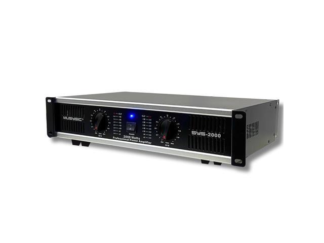 MUSYSIC SYS-2000 Professional 2U Power Amplifier, 2000W Peak, 500W ×2 @ 4, XLR & 1/4' Inputs, Speakon & Binding Post Outputs, ATR Technology, 2U.