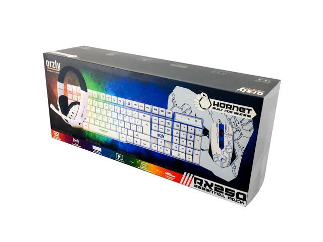 Gaming Keyboard and Mouse and Gaming Headset & Mouse Pad, Wired LED RGB Backlight Bundle for PC Gamers Users - 4 in 1 White Edition Hornet RX-250