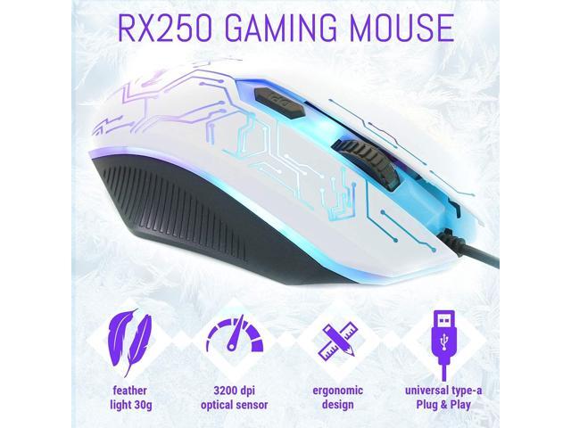 Gaming Keyboard and Mouse and Gaming Headset & Mouse Pad, Wired LED RGB Backlight Bundle for PC Gamers Users - 4 in 1 White Edition Hornet RX-250