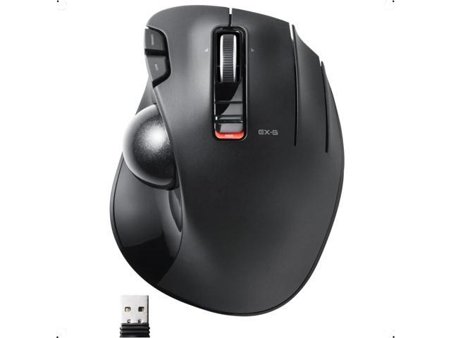 ELECOM EX-G Trackball Mouse, 2.4GHz USB Wireless, Ergonomic Design, Thumb Control, Smooth Roller Ball, Optical Tracking, 6 Programmable Buttons,...