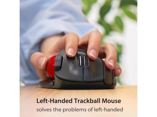 ELECOM EX-G Left Handed Trackball Mouse, 2.4 GHz USB Wireless, Ergonomic, Thumb Control, Tracking Roller Ball, 6 Programmable Buttons, Tilt Scroll