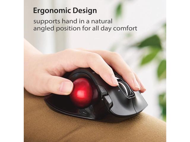 ELECOM EX-G Left Handed Trackball Mouse, 2.4 GHz USB Wireless, Ergonomic, Thumb Control, Tracking Roller Ball, 6 Programmable Buttons, Tilt Scroll
