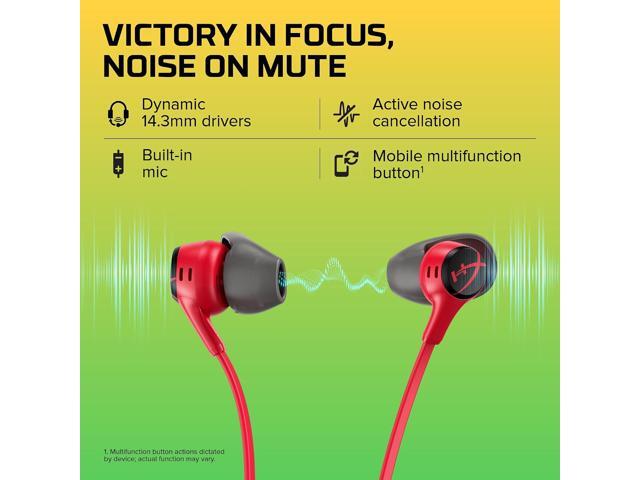 HyperX Cloud Earbuds II 14mm Drivers, Four Eartips, Hard-Shell Carrying Case, Low-Profile 90° Plug, 3.5mm Plug, Built-in Microphone,...