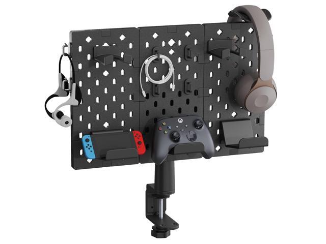 PEGZONE Headphone Controller Holder, Gaming Organizer for Desk, 3Pcs, Black Modular Desk Controller Stand with Cable Hooks