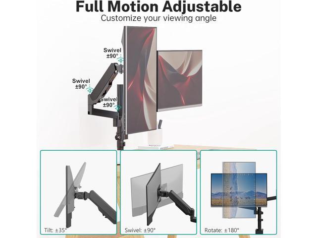 WALI Dual Monitor Mount, 17-32 Inch Adjustable Spring Dual Monitor Arm for Desk Holds Max 17.6 lbs Screens, Swivel Vesa Bracket with C Clamp,...