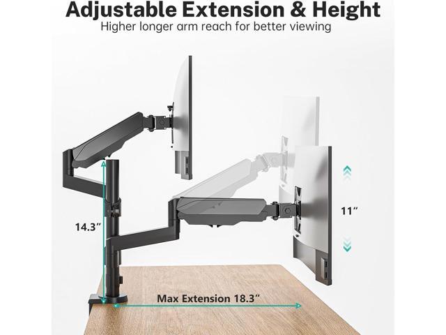 WALI Dual Monitor Mount, 17-32 Inch Adjustable Spring Dual Monitor Arm for Desk Holds Max 17.6 lbs Screens, Swivel Vesa Bracket with C Clamp,...