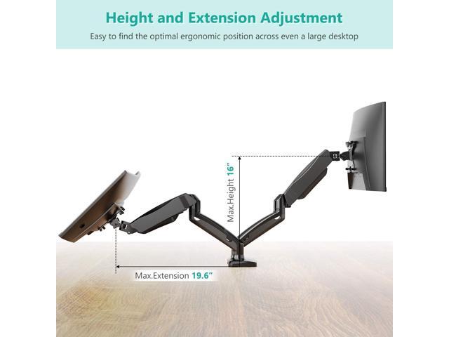 WALI Dual Monitor Stand Arms Mounts, for 2 Monitors, Fully Adjustable Gas Spring Desk Mount Swivel Mounting Holes Bracket with C Clamp, Grommet...