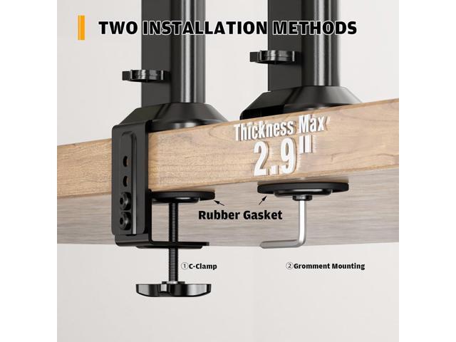 HEMUDU Dual Monitor Articulating Desk Mount Arm Stand - Vertical Stack Screen Supports Two 13 to 34 Inch Computer Monitors with C Clamp