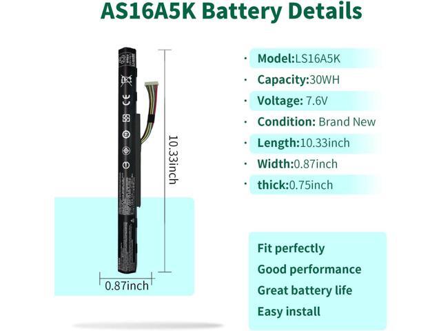 AS16A5K Battery for for Acer Aspire E15 E5-575 E5-575G E5-576 E5-576G N16Q2 E5-575-33BM E5-575-52JF E5-575-54E8 E5-575-54EB E5-575G-53VG...