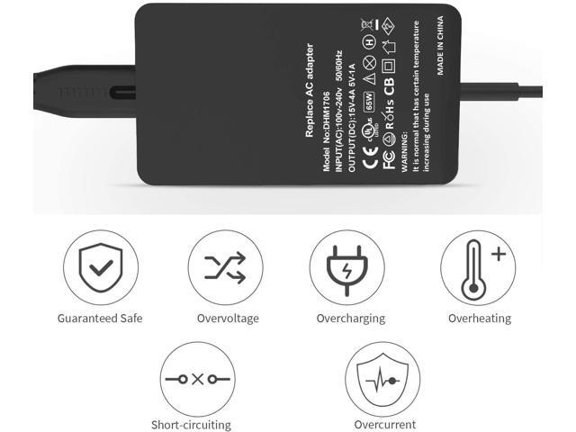 Surface Pro Charger 65W 15V 4A Surface Laptop Charger Replacement for Microsoft Surface Pro X/9/8/7/6/5/4/3 Surface Laptop1/2/3/4/5 Surface Go1/2/3...