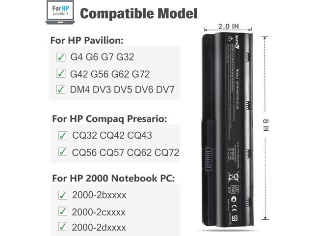593553-001 593554-001 MU06 MU09 Extended Laptop Battery for HP Pavilion G6 G7 G62 G72 G4 / 2000 Notebook PC / DV6 DV7 DM4 / Compaq Presario CQ32...